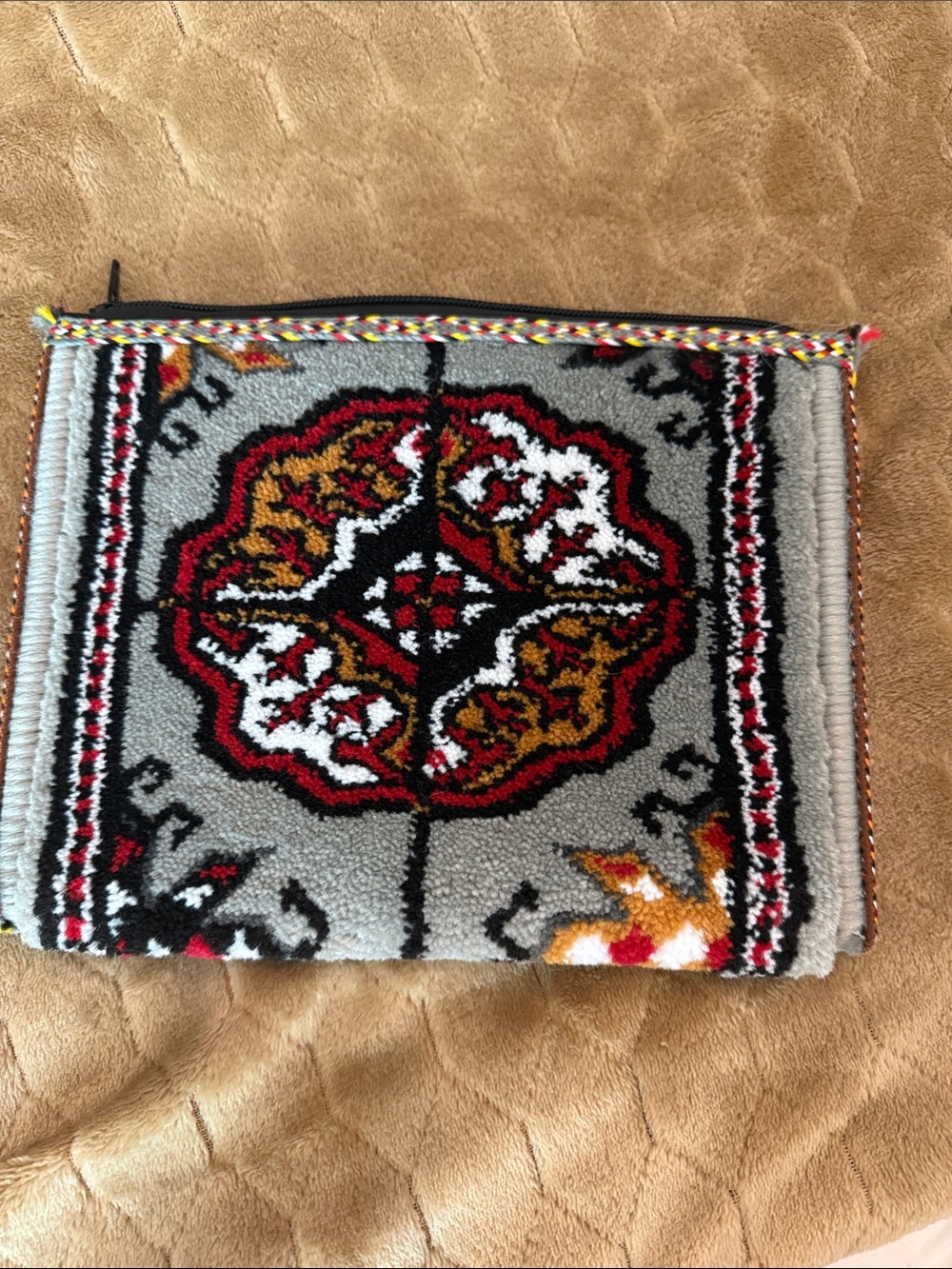 Handcrafted Turkish Gray Patterned Wristlet Clutch